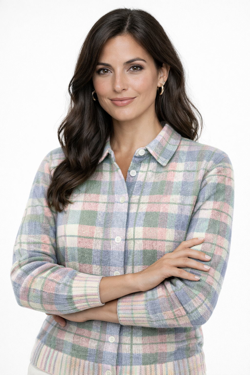 Elena – Blusa con capucha a Cuadros Pastel