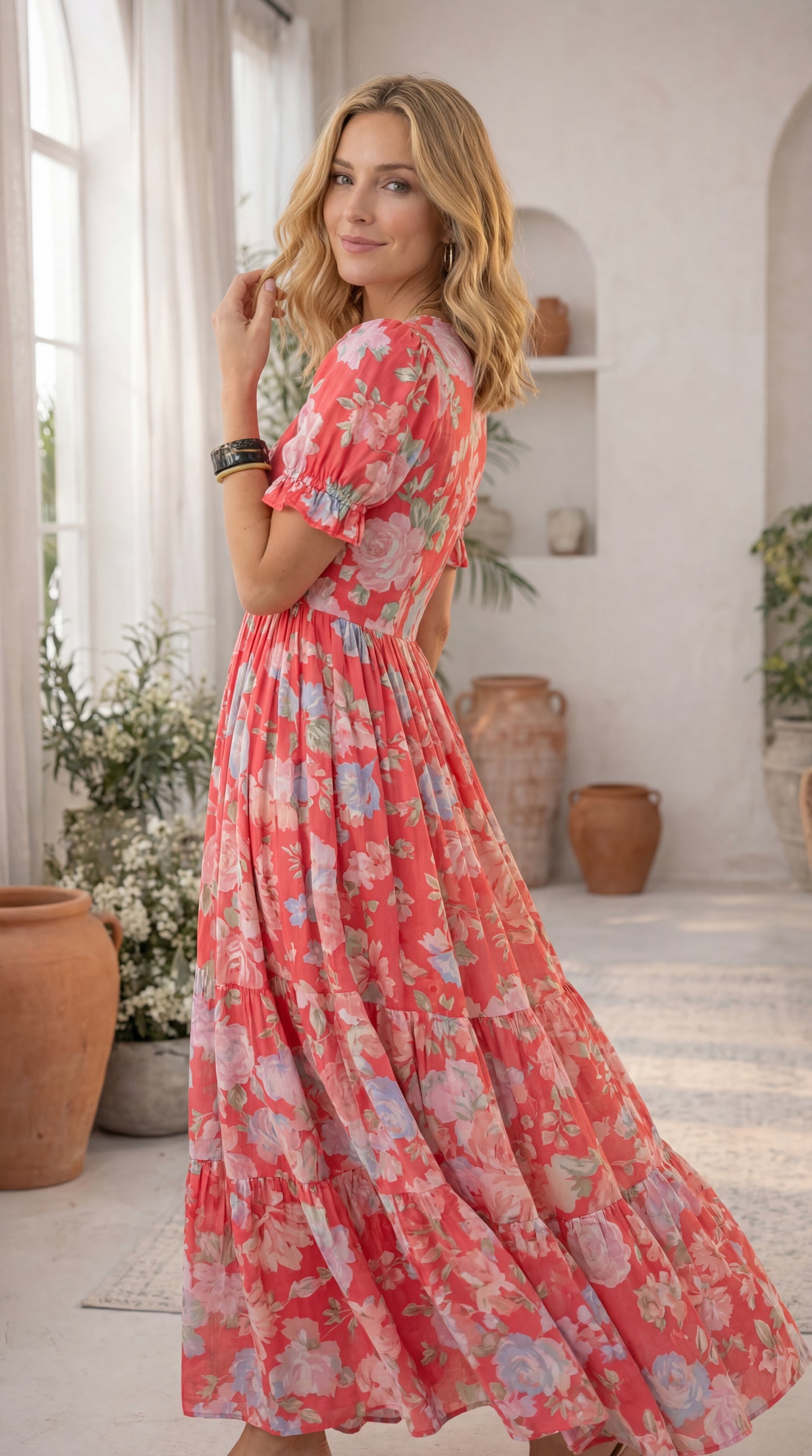 Minelda | Elegante vestido floral con escote en V