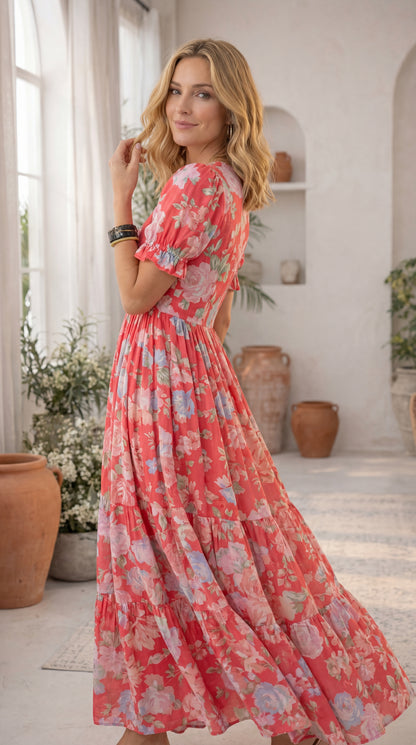 Minelda | Elegante vestido floral con escote en V