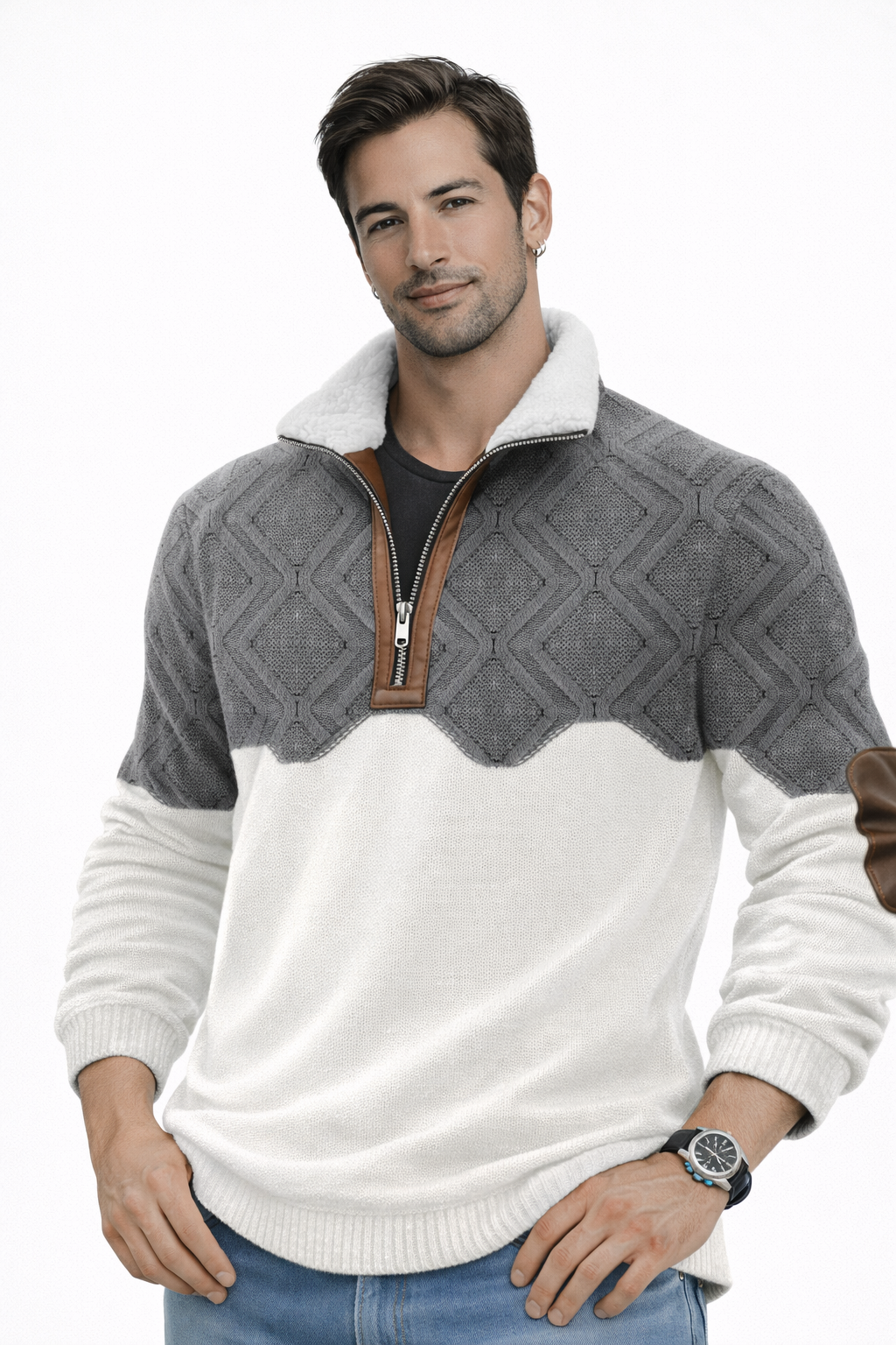 Eduard- Suéter con cuello forrado cálido