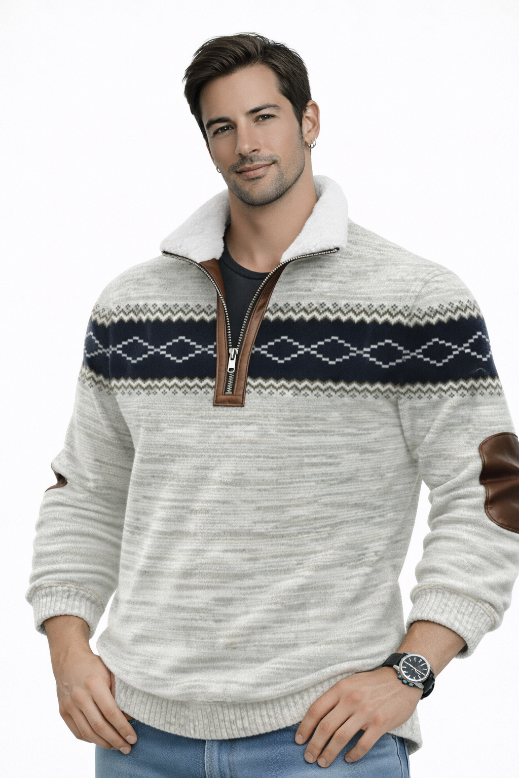 Samuel - Suéter con cuello forrado cálido