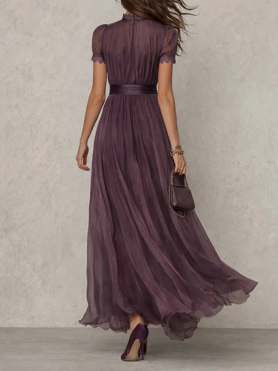 Flavia • Vestido largo morado con escote en V