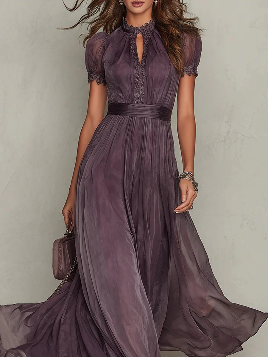 Flavia • Vestido largo morado con escote en V