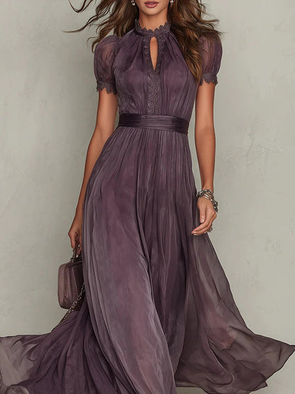 Flavia • Vestido largo morado con escote en V