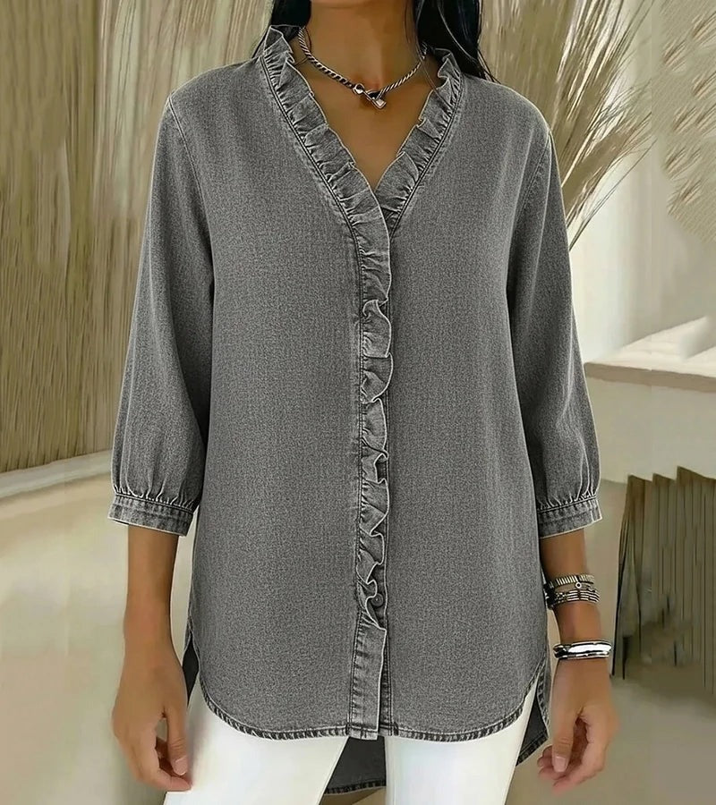 Adele | Blusa con cuello en V y volantes