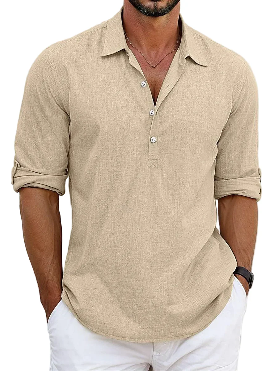Theo- Camisa mezcla algodón-lino atemporal