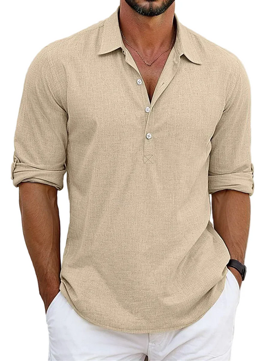 Theo- Camisa mezcla algodón-lino atemporal