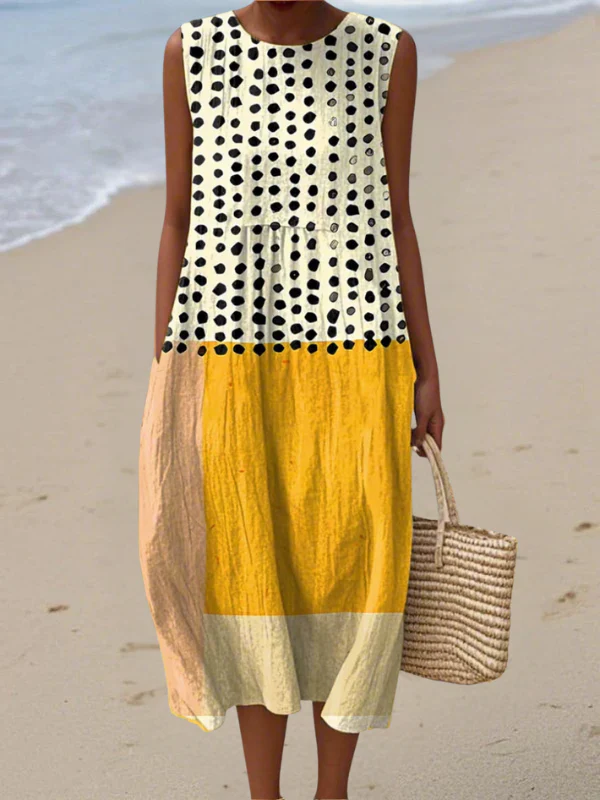 Leah | Vestido con lunares y bloques de color