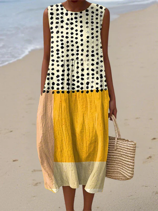 Leah | Vestido con lunares y bloques de color