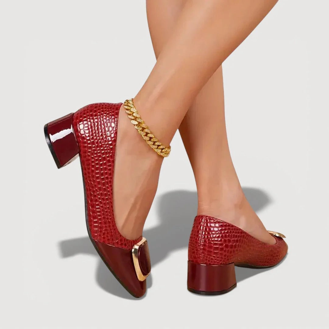 Divina- Tacones Bloque Croco
