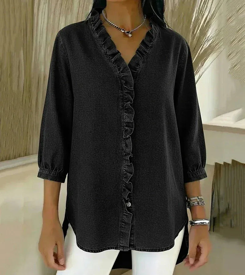 Adele | Blusa con cuello en V y volantes