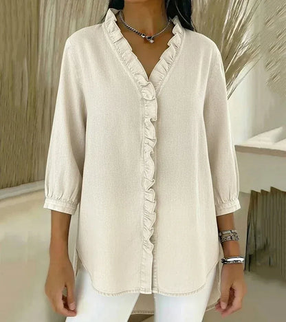 Adele | Blusa con cuello en V y volantes
