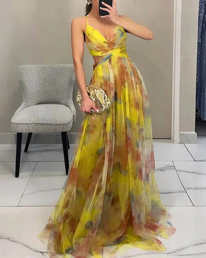 Giselle: precioso vestido largo con estampado floral
