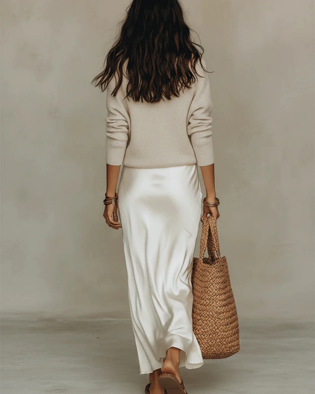 Elena | Vestido midi satinado con jersey