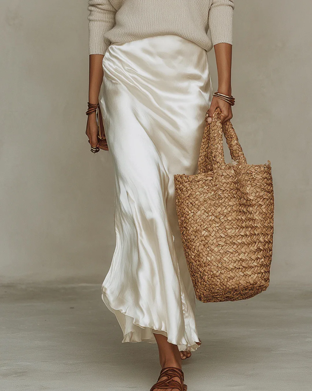 Elena | Vestido midi satinado con jersey