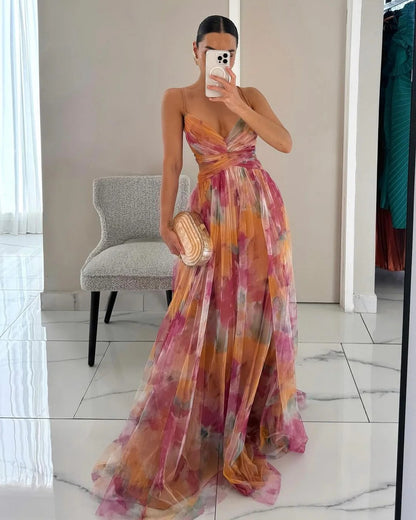 Giselle: precioso vestido largo con estampado floral