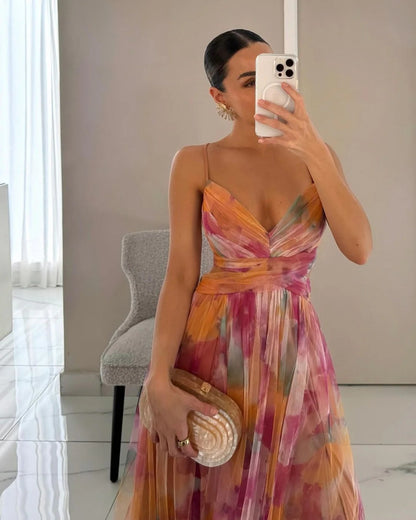 Giselle: precioso vestido largo con estampado floral