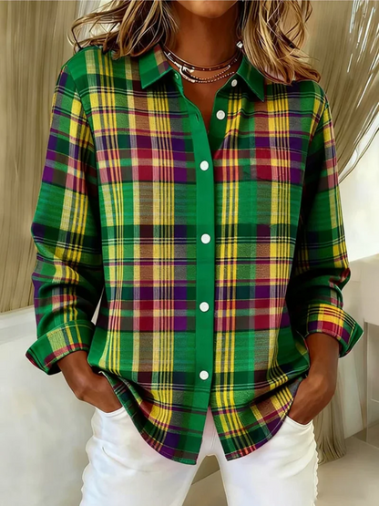 Marina– Blusa a Rayas Verde Vivo