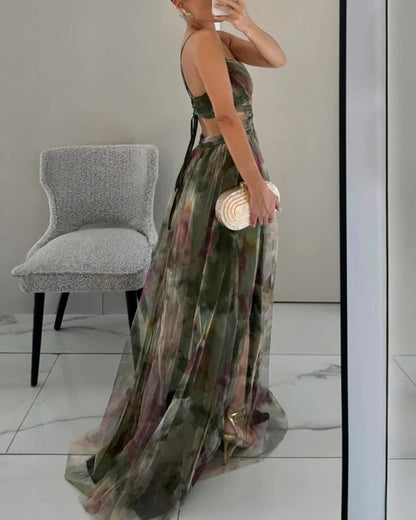 Giselle: precioso vestido largo con estampado floral