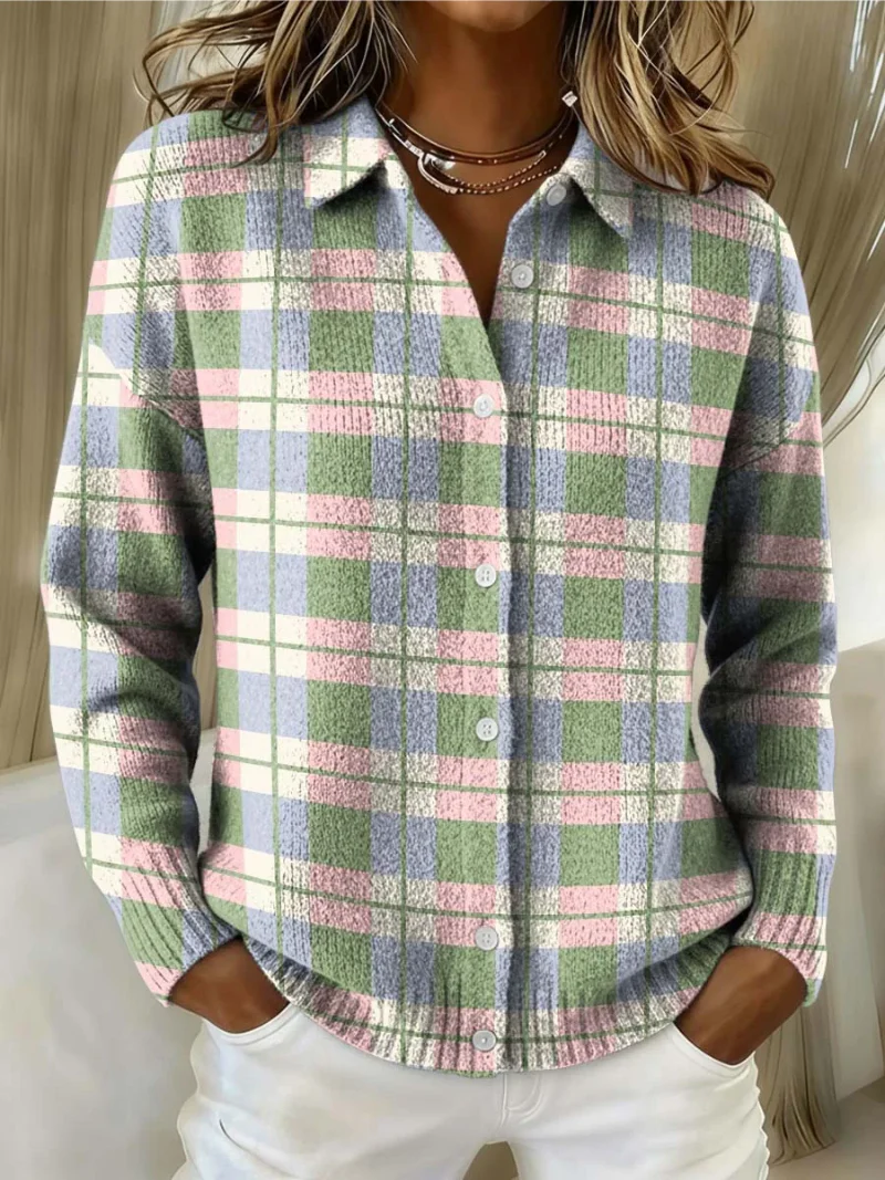 Elena – Blusa con capucha a Cuadros Pastel
