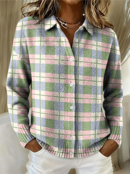 Elena – Blusa con capucha a Cuadros Pastel