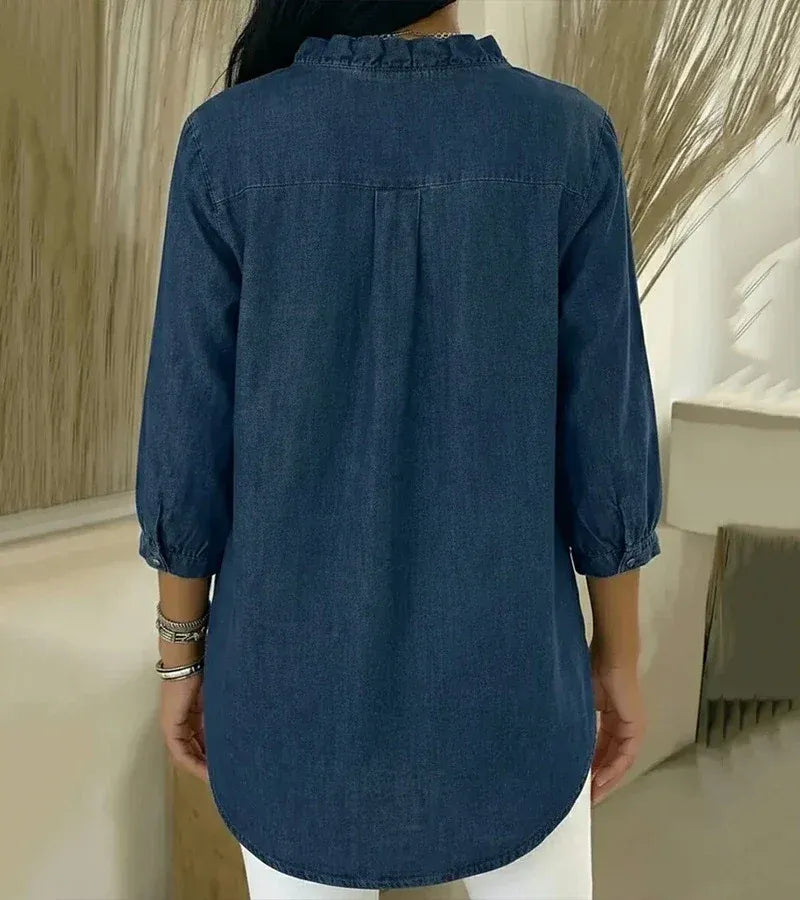 Adele | Blusa con cuello en V y volantes