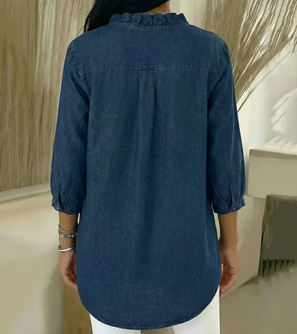 Adele | Blusa con cuello en V y volantes