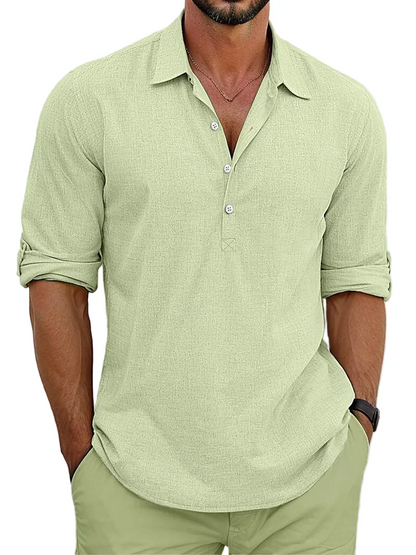 Theo- Camisa mezcla algodón-lino atemporal