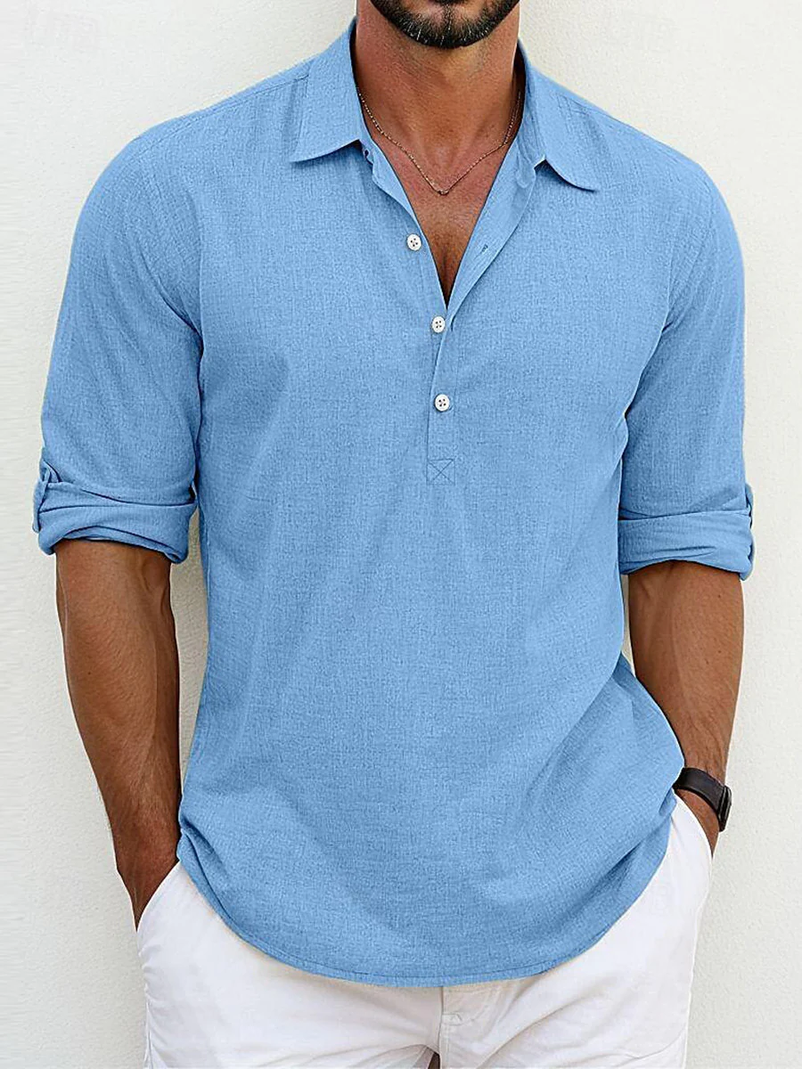 Theo- Camisa mezcla algodón-lino atemporal