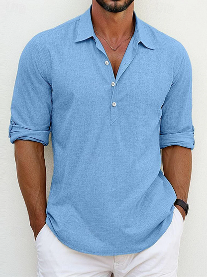 Theo- Camisa mezcla algodón-lino atemporal