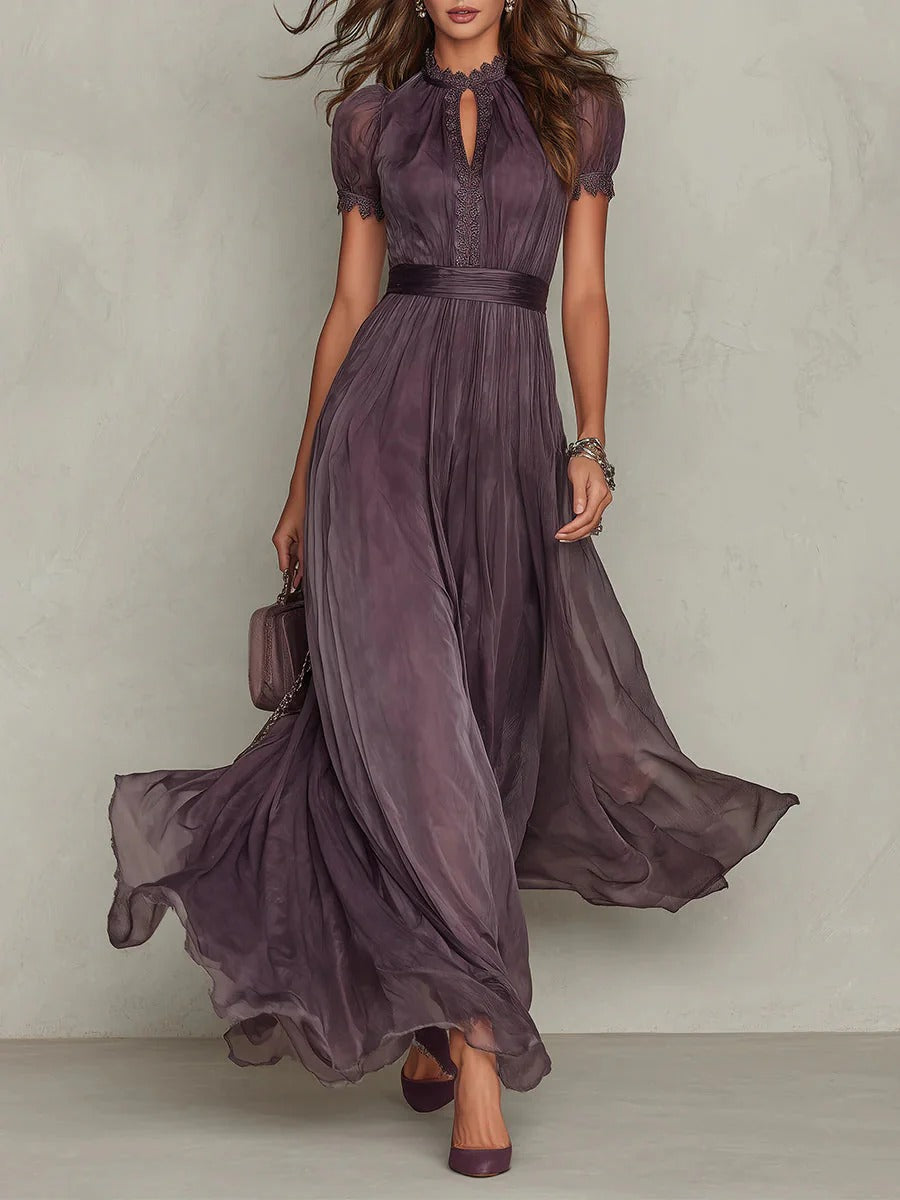 Flavia • Vestido largo morado con escote en V