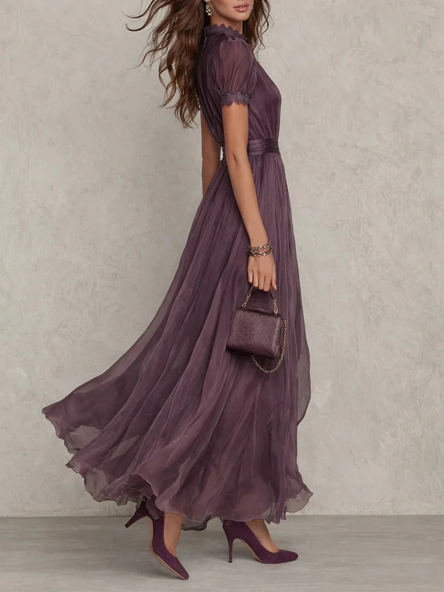 Flavia • Vestido largo morado con escote en V
