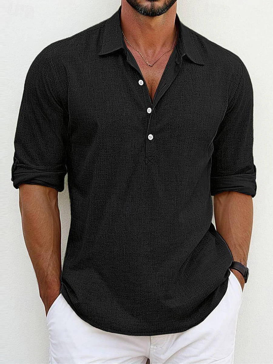Theo- Camisa mezcla algodón-lino atemporal
